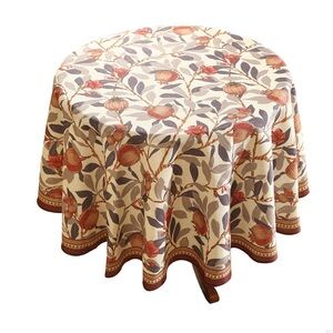 Classic Botanical Round Tablecloth 55”